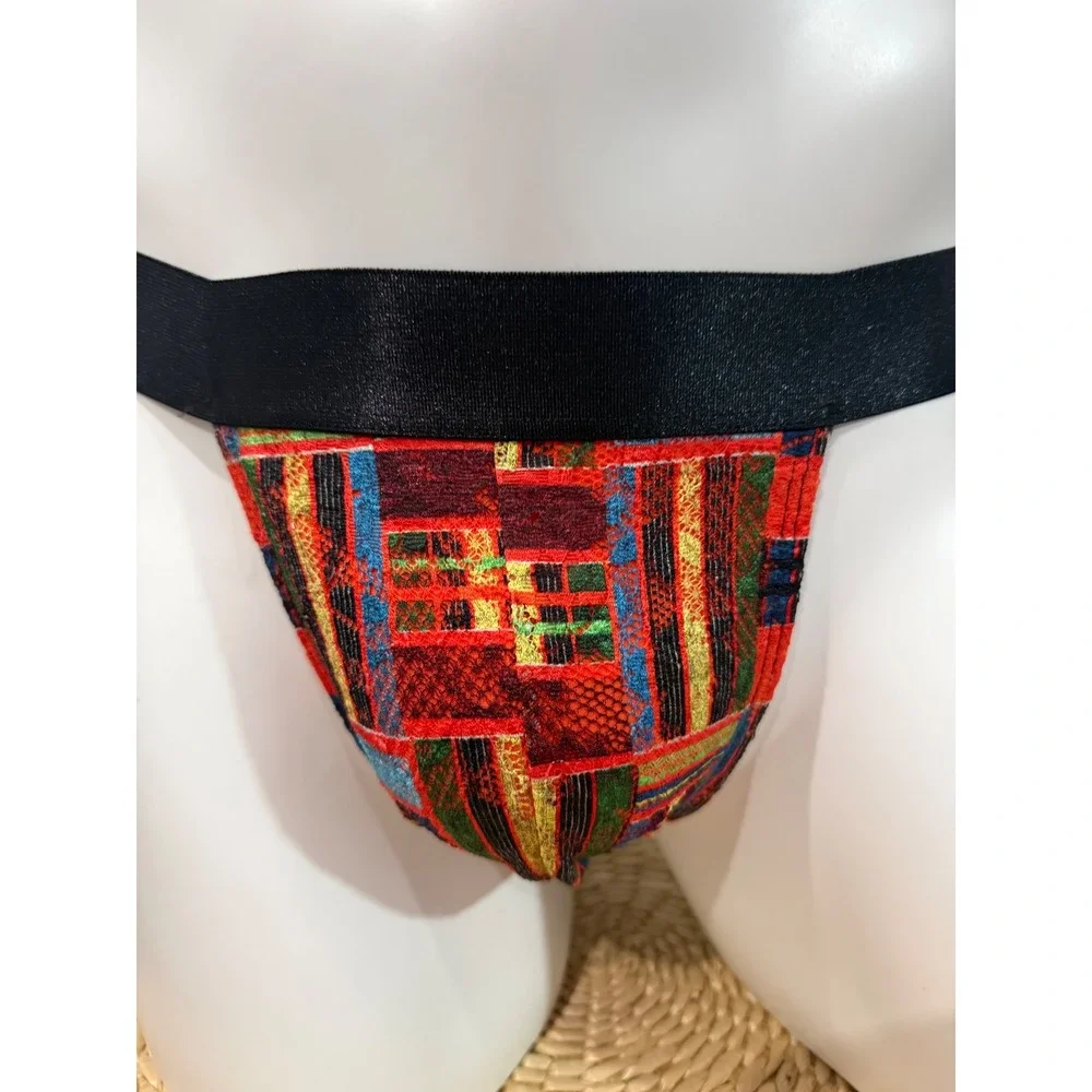 Cosabella Men's Never Say Never Kente Print Jock Strap Designer Lace Underwear